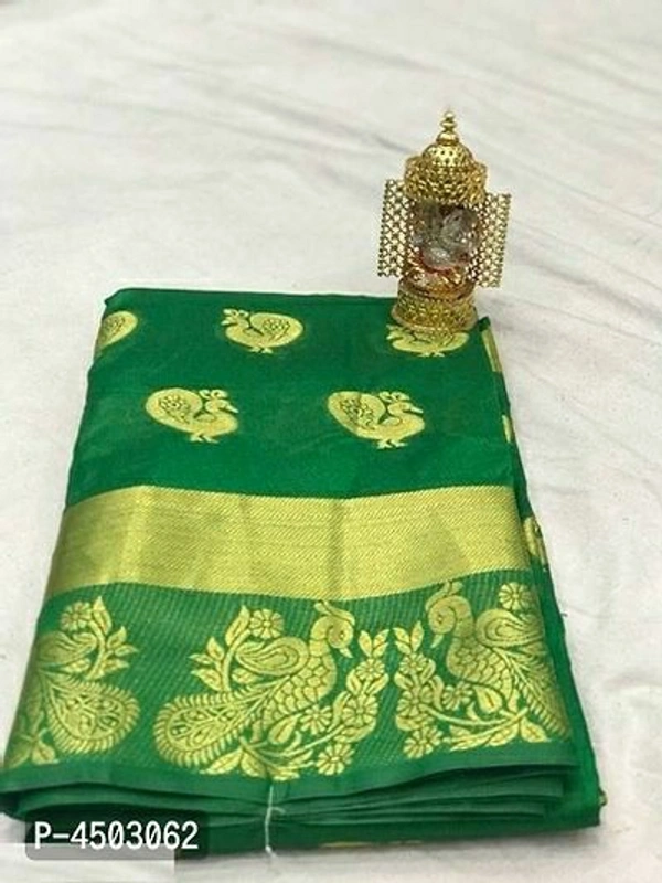 Jacquard Border Cotton Silk Saree With Matching Blouse - Free shipping