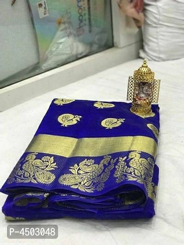 Jacquard Border Cotton Silk Saree With Matching Blouse - Free shipping