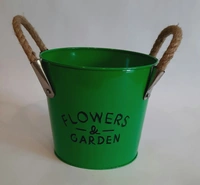 Green Metal Planter - D*H : 7*6 inches