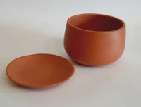 Spherical Terracotta Planter With Plate - D*H : 5.25*4.25 inches