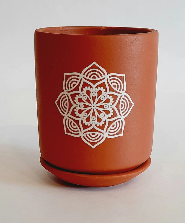 Mandella Print Terracotta Planter.  - D*H : 3.25*4.25 inches 