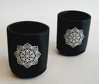 Black Mandella Print Terracotta Planter - D*H : 3.25*4.25 inches
