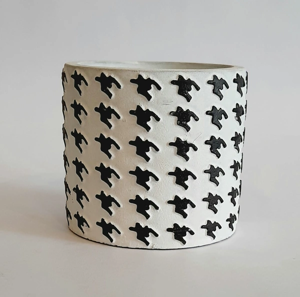Black And White Cement Planter Design 1 - D*H : 3.75*3.75 inches
