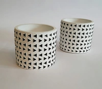 Black And White Cement Planter Design 2  - D*H : 3.75*3.75 inches