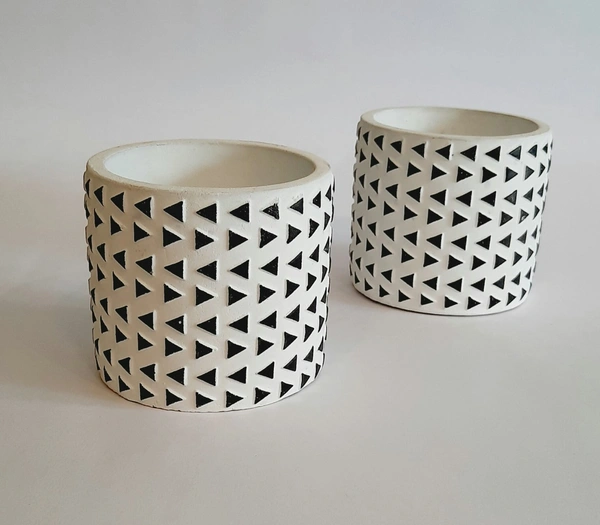 Black And White Cement Planter Design 2  - D*H : 3.75*3.75 inches