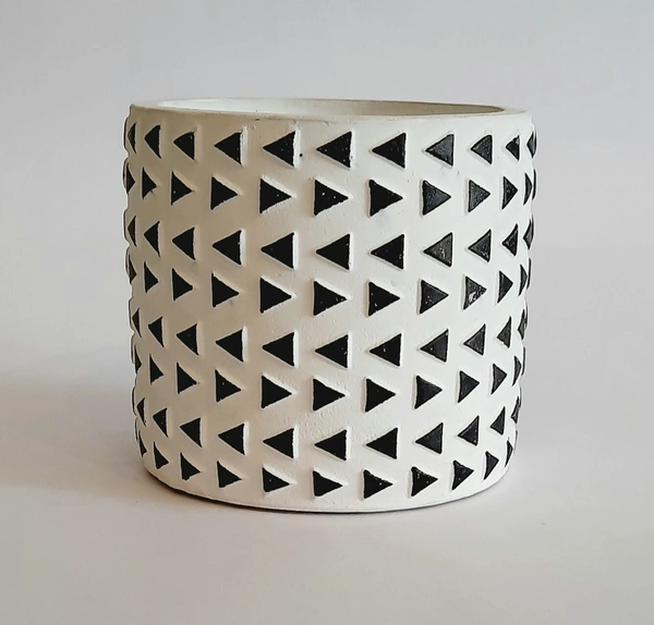 Black And White Cement Planter Design 2  - D*H : 3.75*3.75 inches