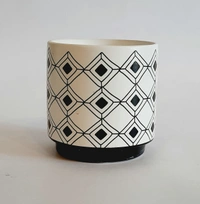 Black & White Small Ceramic Planter Design 1 - D*H : 3.25*3.25 inches