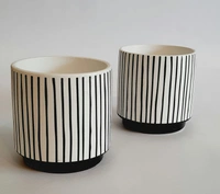 Black & White Small Ceramic Planter Design 2 - D*H : 3.25*3.25 inches