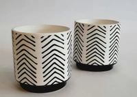 Black & White Small Ceramic Planter Design 3 - D*H : 3.25*3.25 inches