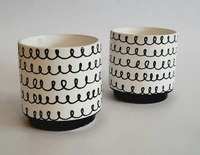 Black & White Small Ceramic Planter Design 4 - D*H : 3.25*3.25 inches