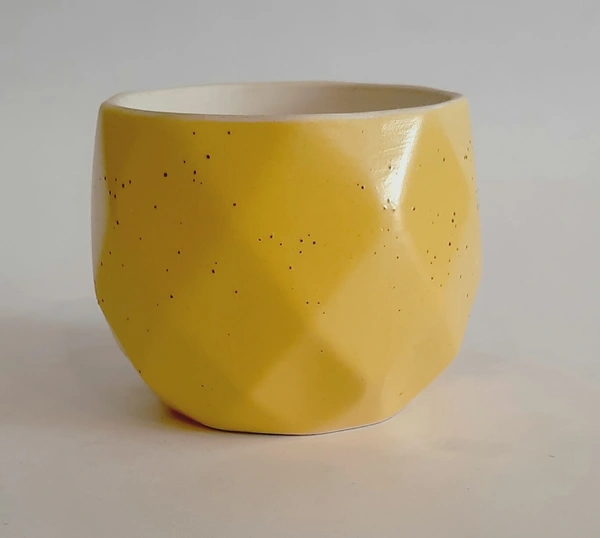 Pastel Yellow Ceramic Planter  - D*H : 3.75*3 inches