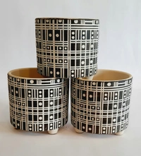 Black & White Ceramic Planter Design 2 - D*H : 4.25*4.25 inches
