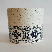 White Bottom Print Ceramic Planter - D*H : 4.25*4