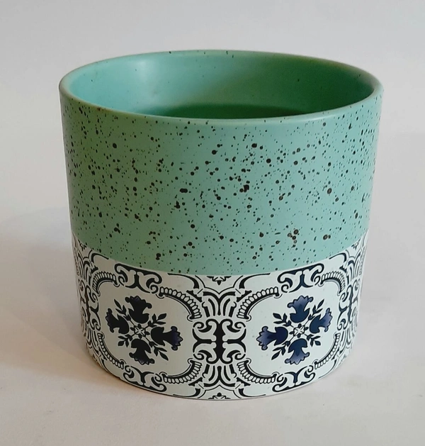 Turquoise Blue Bottowm Print Planter  - D*H : 4.25*4 inches
