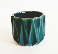 Bottle Green Ceramic Planter - D*H : 4*3.5 inches