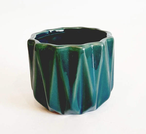 Bottle Green Ceramic Planter - D*H : 4*3.5 inches