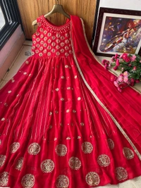 Gown - Red, Heavy Georgette fabric, upto 44