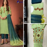 Kurti Pant With Dupatta Set - Top- Rayon, Bottom- Pure Cotton, Dupatta- Viscose, L, Xl, Xxl
