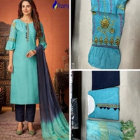 Kurti Pant With Dupatta Set - Top- Rayon, Bottom- Pure Cotton, Dupatta- Viscose, L, Xl, Xxl