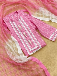 Cotton Kirosia Kurti Set - Blue, pink, peach, yellow, 40-50