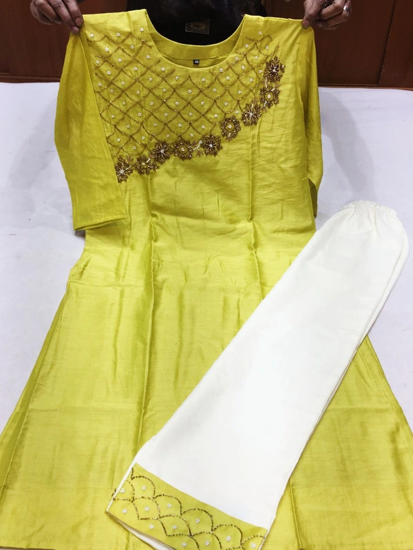 Art Silk Kurti Pant Set - 42,44
