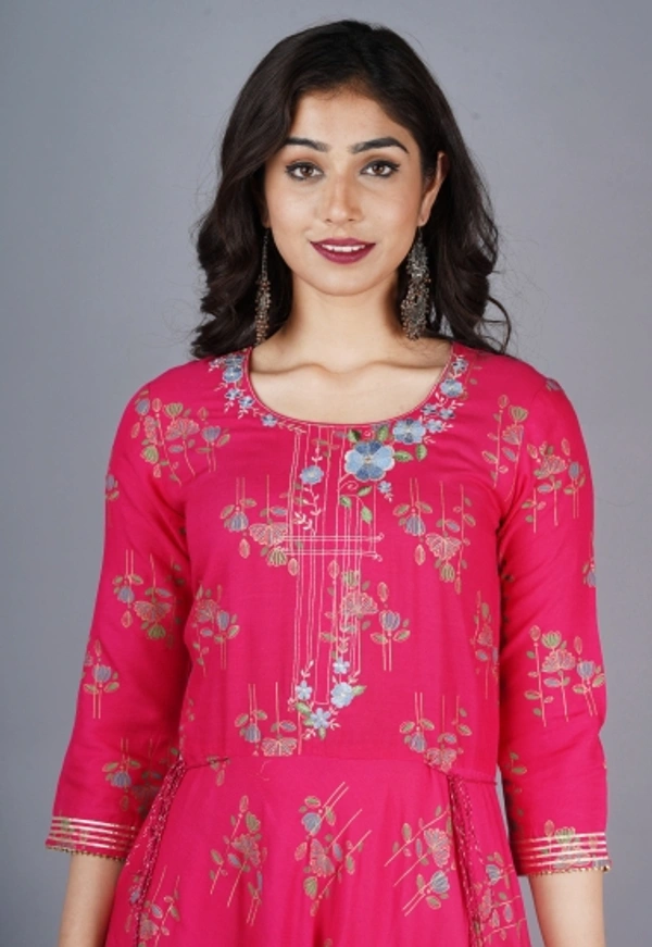 SUKTI Women Kurta and Dupatta Set - Pink, L