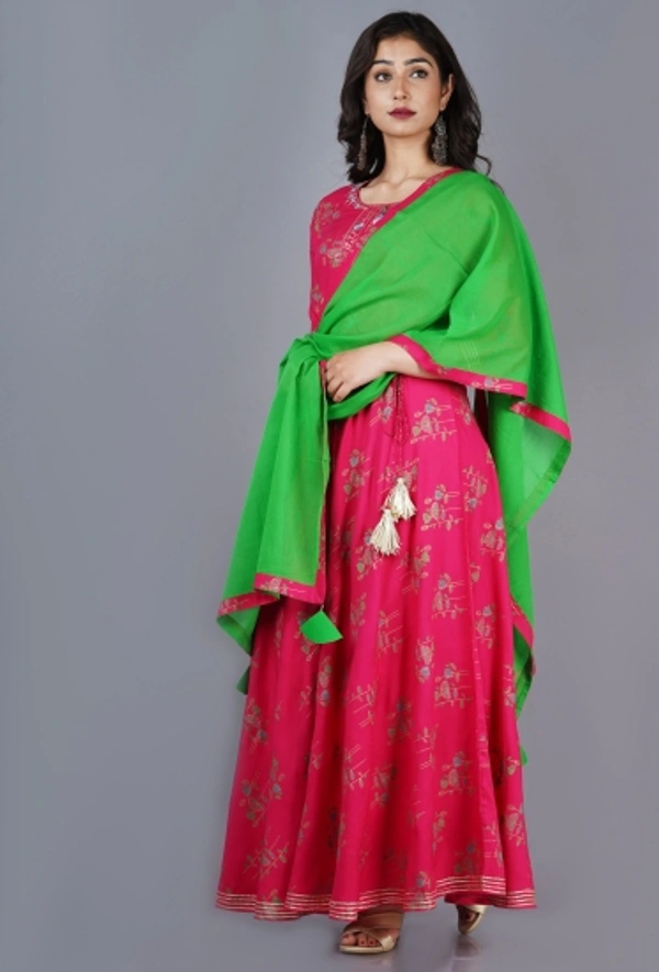 SUKTI Women Kurta and Dupatta Set - Pink, L