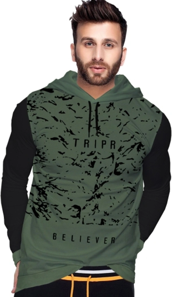 TRIPR Printed Men Hooded Neck Dark Green, Black T-Shirt - Size: S, M, L, XL, XXL, 14 Days Return Policy, No questions asked,  Dark Green, Black