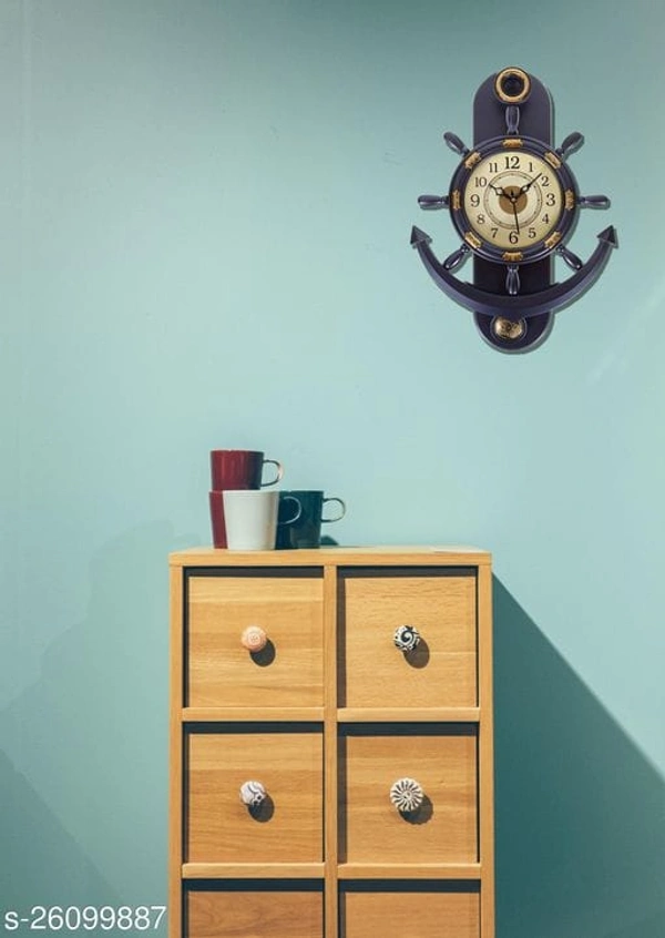 Fancy Wall Clock Anchor  Shape Pendulum Clock - Brown