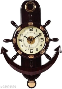 Fancy Wall Clock Anchor  Shape Pendulum Clock - Brown