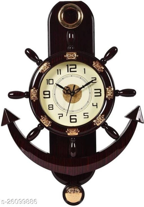 Fancy Wall Clock Anchor  Shape Pendulum Clock - Brown