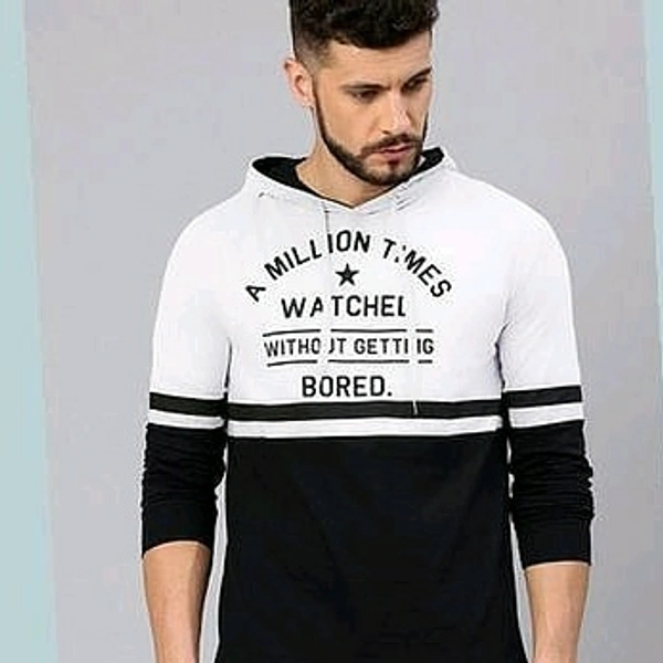 Stylish Cotton Black White Hooded T ShirtFabric: Cotton BlendSleeve  - S,L,XL