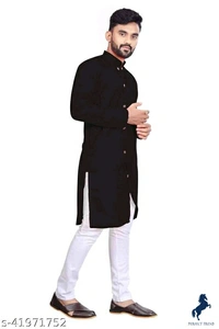 Black Kurta + White Payjama - l