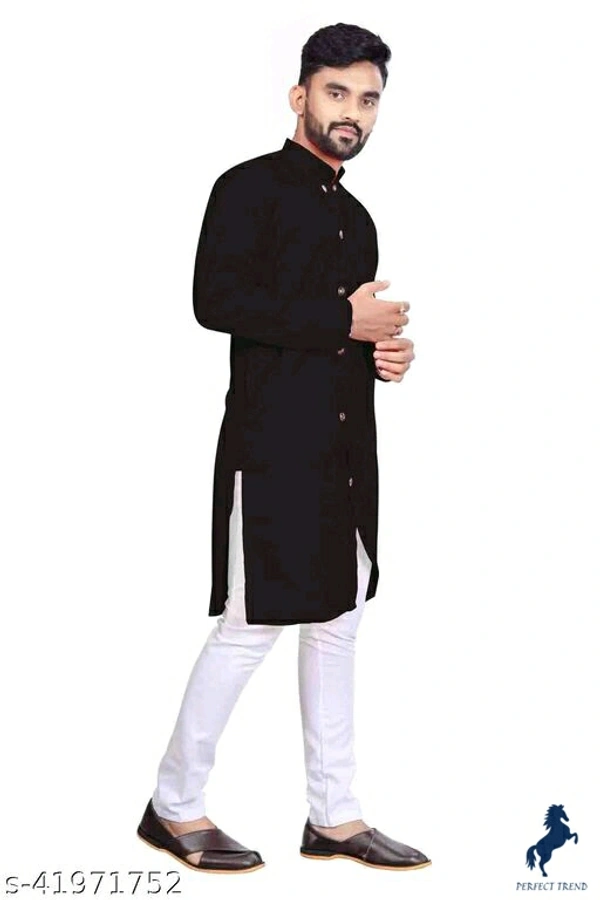 Black Kurta + White Payjama - l