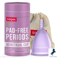 Sirona Reusable Menstrual Cup for Women - Medium Sirona Sanitary Disposal Bags- 300  Bags (4 Pack - 75 Bags Each) for Discreet Disposal of Sanitary Pads Tampons Condoms Panty Liner And Personal Hygiene WasteCountry of Origin: India
