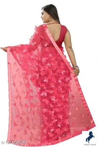 Butterfly Black&Red contrast Netsaree New Design of good quality butterflySaree Fabric: NetBlouse: Separate Blouse PieceBlouse Fabric: Satin SilkPattern: Self-DesignBlouse Pattern: EmbellishedMultipack: SingleSizes: Free Size (Saree Length Size: 5.5 m, Blouse Length Size: 0.8 m) Country of Origin: India - free size