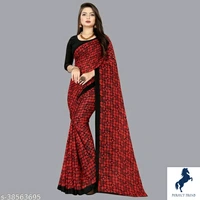 Printed, Daily wear, Georgette Saree with unstitched blouse pieceSaree Fabric: GeorgetteBlouse: Running BlouseBlouse Fabric: GeorgetteBlouse Pattern: PrintedMultipack: SingleSizes: Free Size (Saree Length Size: 5.2 m, Blouse Length Size: 0.8 m) Country of Origin: India - free size
