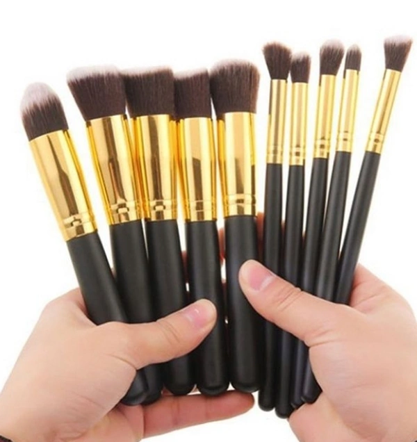 10 Brushes Set  - black and golden 