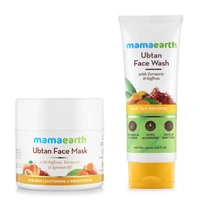 Mama Earth Skin Lightening and Brightening Combo : Ubtan Facemask, 100ml and Ubtan Facewash, 100ml