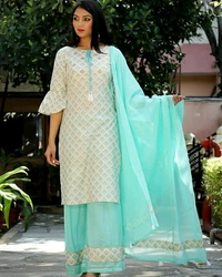 Women's Printed Multicolor Kurta with Sharara - XXL (Bust Size: 44 in Size Length: 46 in)