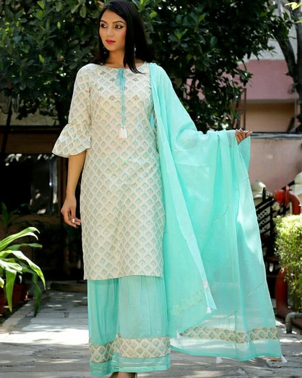 Women's Printed Multicolor Kurta with Sharara - XXL (Bust Size: 44 in Size Length: 46 in)