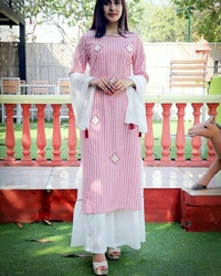 Women's Printed Multicolor Kurta with Sharara - XXL (Bust Size: 44 in Size Length: 46 in)