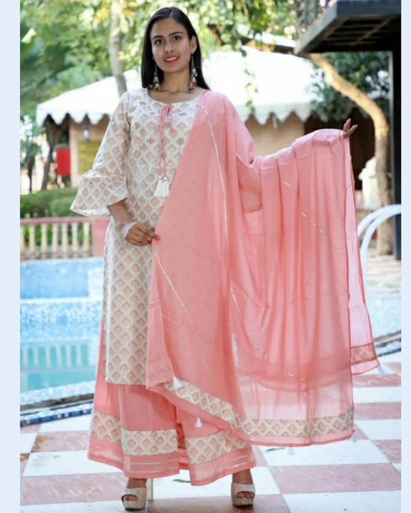 Women's Printed Multicolor Kurta with Sharara - XXL (Bust Size: 44 in Size Length: 46 in)