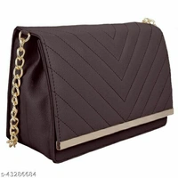Trendy Women's Black PU Slingbag - Free Size (Length Size: 9 in, Width Size: 3 in, Height Size: 7 in) , Black