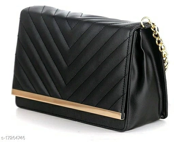 Trendy Women's Black PU Slingbag - Free Size (Length Size: 9 in, Width Size: 3 in, Height Size: 7 in) , Black