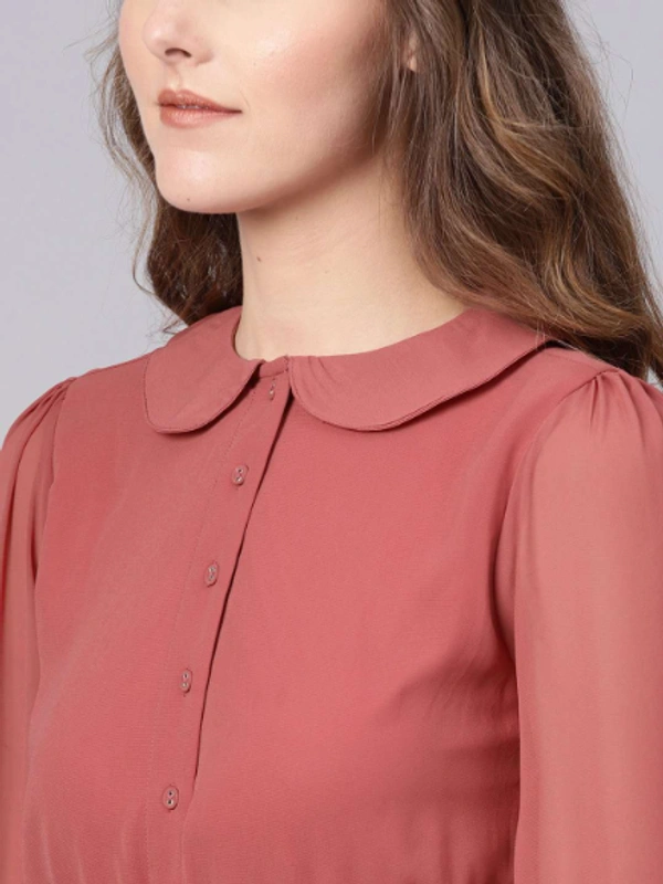 Sassafras ROSE PINK PETERPAN BELTED PLEATED MIDI DRESS - S, ROSE PINK