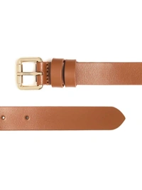 Sassafras Tan Brown Double Loop Leather Belt - L, BROWN