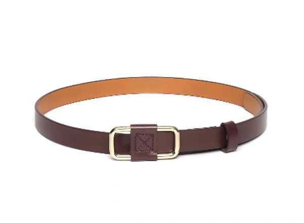 Sassafras Brown Slider Buckle Slim Leather Belt - XL, BROWN