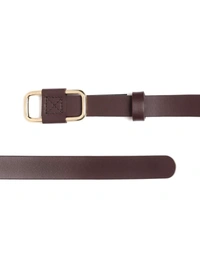 Sassafras Brown Slider Buckle Slim Leather Belt - XL, BROWN