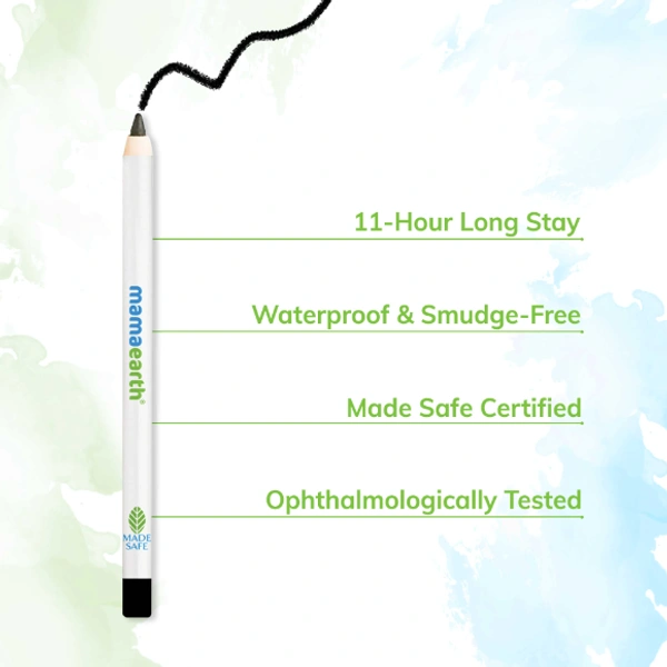 Mama Earth Charcoal Black Long Stay Kohl With Castor Oil and Chamomile For 11-Hour Smudge-free Stay with Free Sharpener